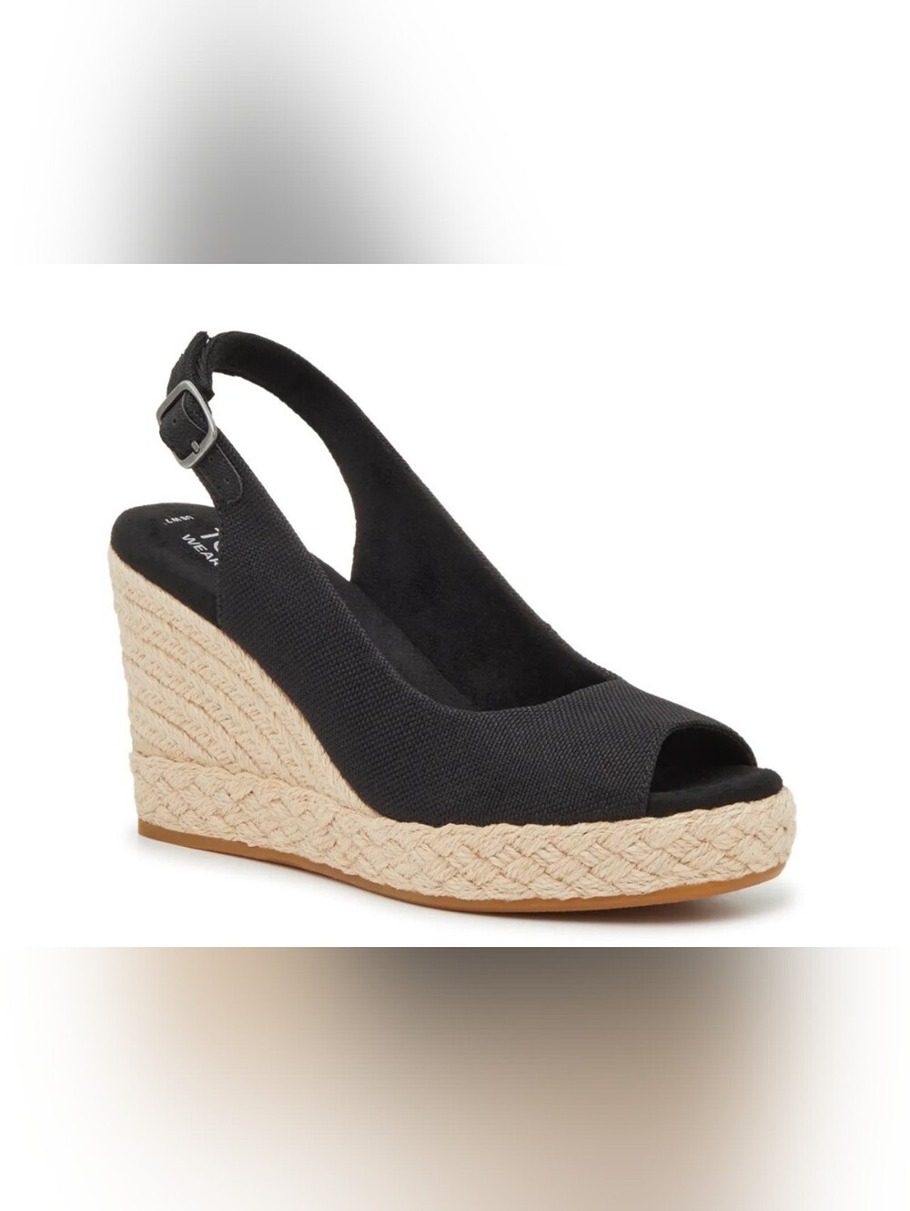 TOMS Women’s Espadrille Slingback Wedge - Black and Beige